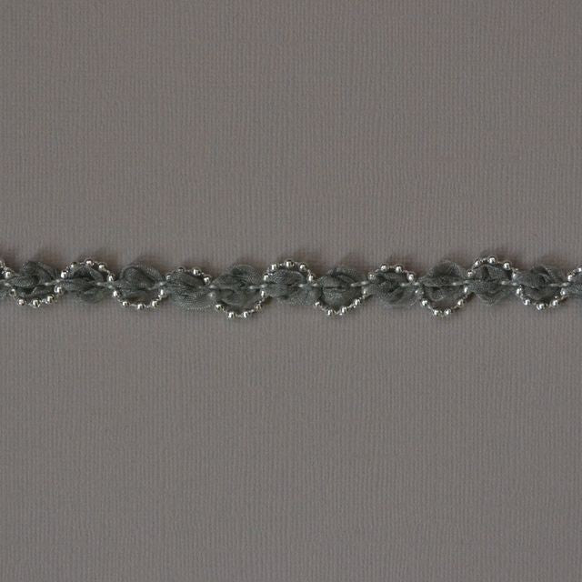 Ruban Organza et Perles Gris