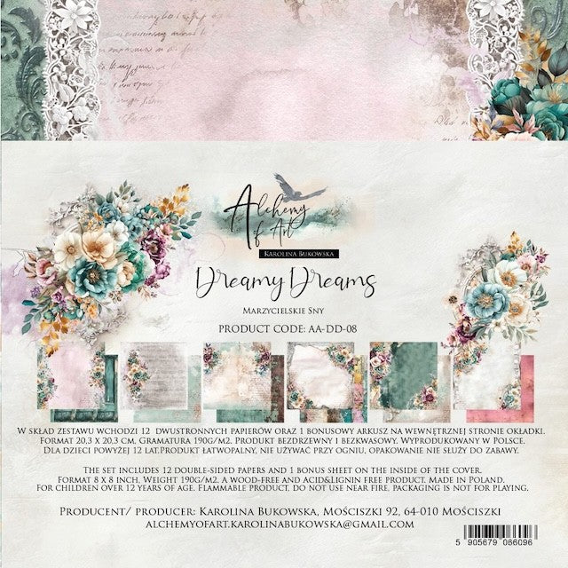 Lot de papiers Alchemy of Art 20/20 cm collection Dreamy Dreams