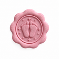 Grand cachet de cire  bébé motif pieds rose