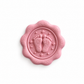 Cachet de cire bébé moyen motif pieds rose