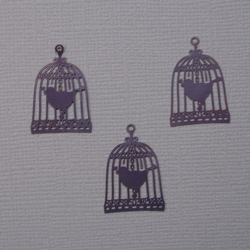 3 cages a oiseaux violet