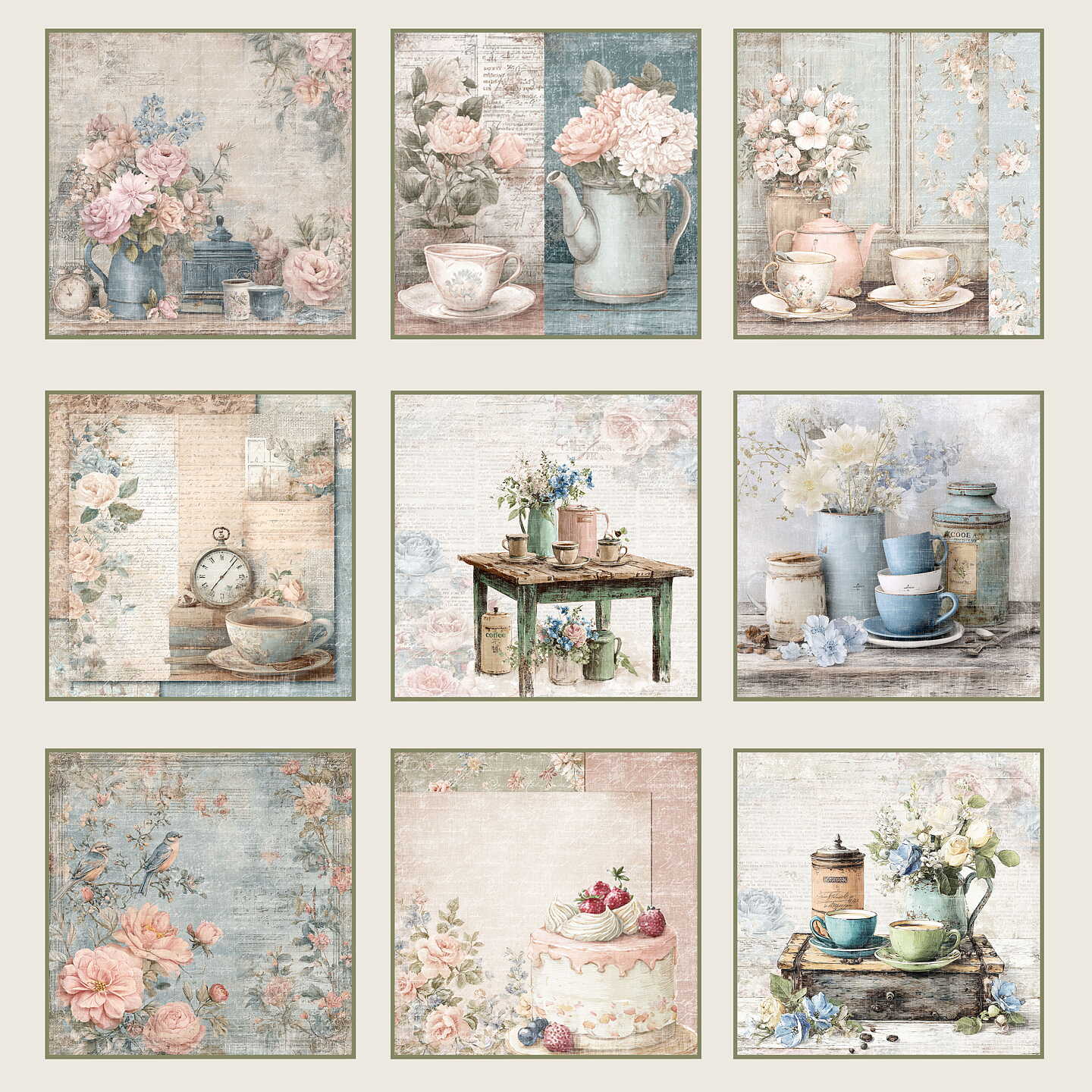 Lot de papiers 20/20 cm Reprint collection Quiet Moments