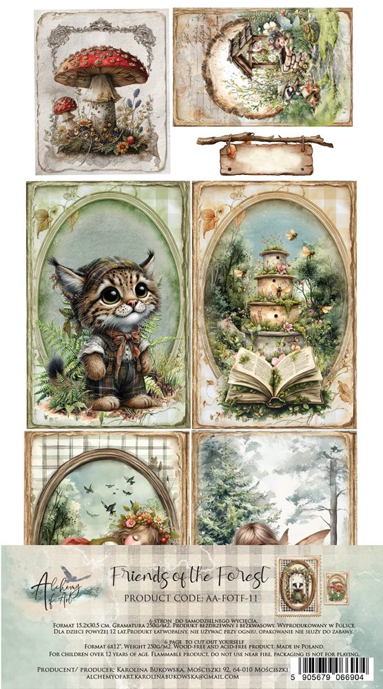 Lot de papiers de découpes Alchemy of art Friends of the forest