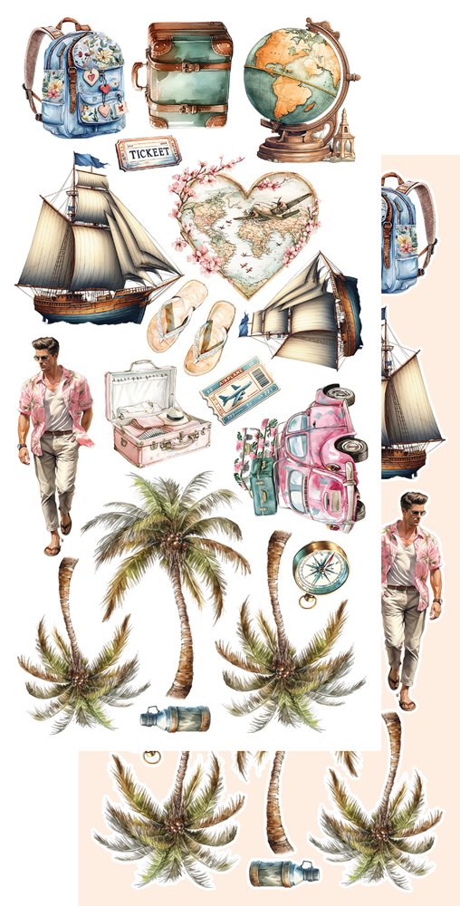 Lot de papiers de découpe Alchemy of art Memories from the trip