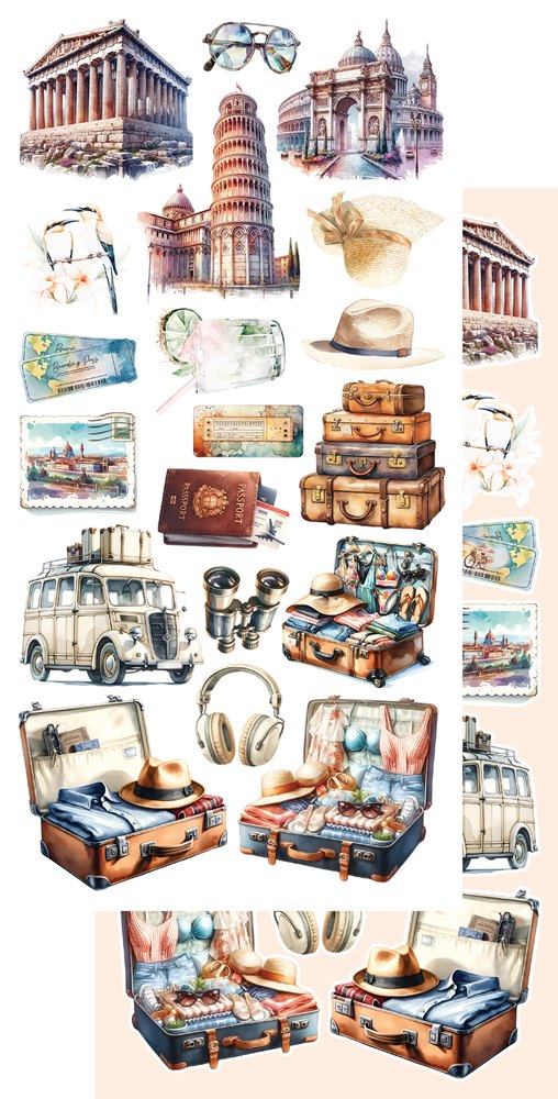 Lot de papiers de découpe Alchemy of art Memories from the trip