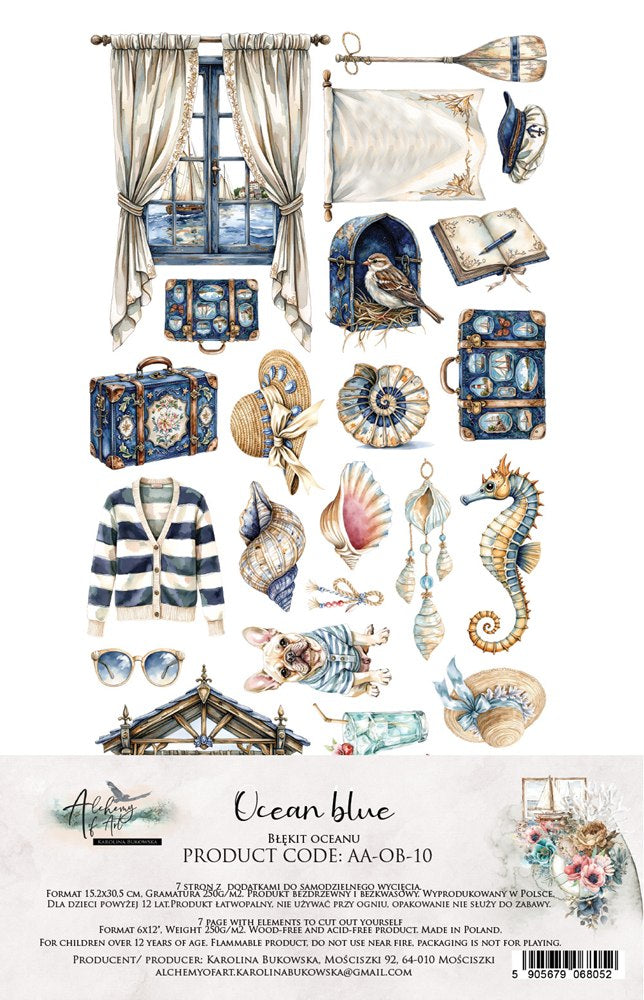 Lot de papiers de découpes Alchemy of art Ocean blue