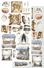 Lot de papiers de découpes Alchemy of art Ocean blue