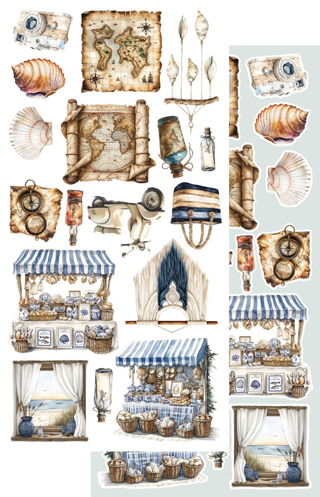 Lot de papiers de découpes Alchemy of art Ocean blue