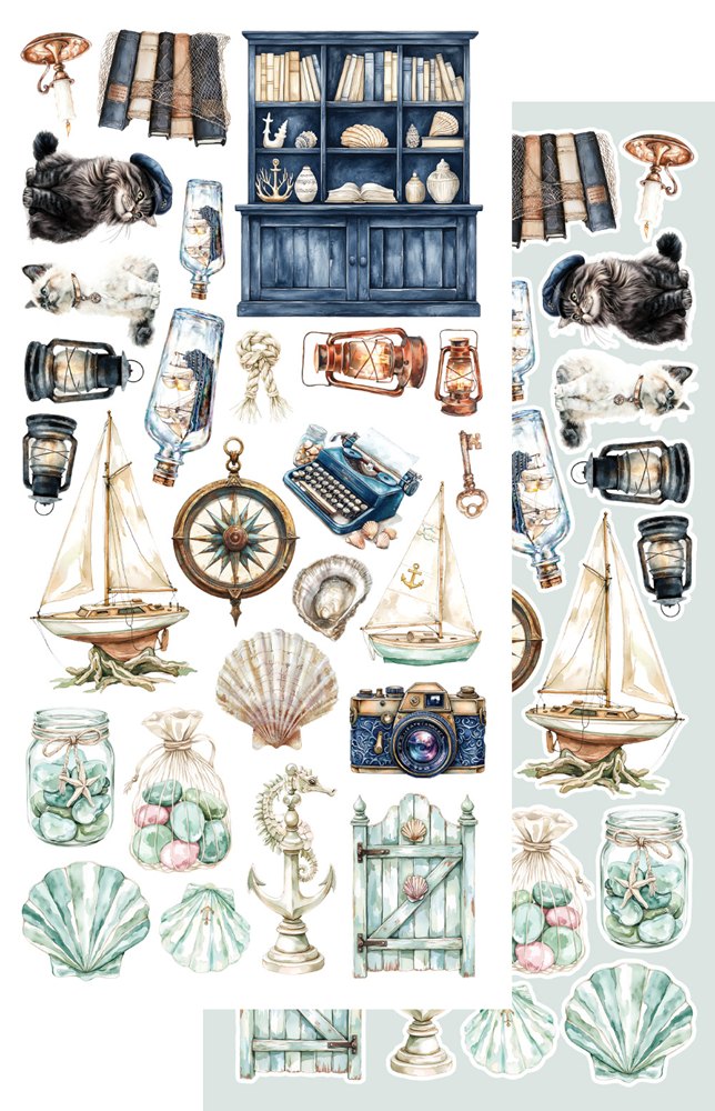 Lot de papiers de découpes Alchemy of art Ocean blue