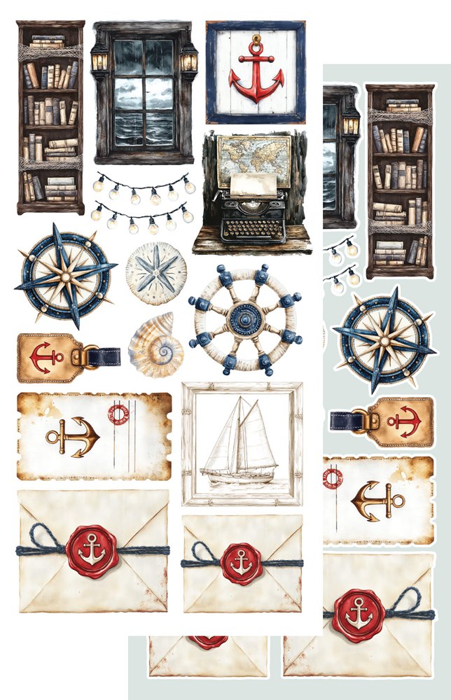 Lot de papiers de découpes Alchemy of art Ocean blue