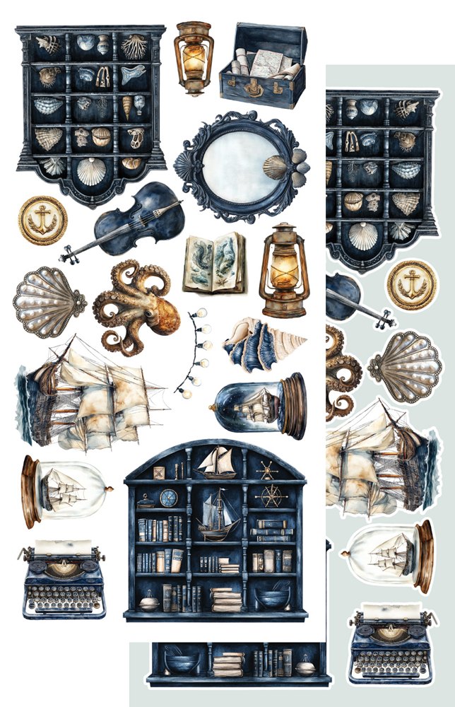 Lot de papiers de découpes Alchemy of art Ocean blue