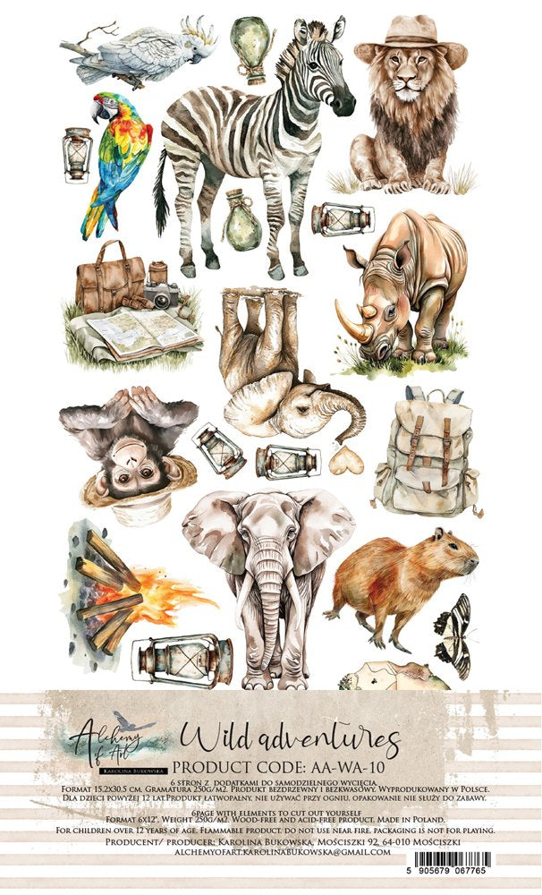 Lot de papiers de découpes Alchemy of art Wild aventures
