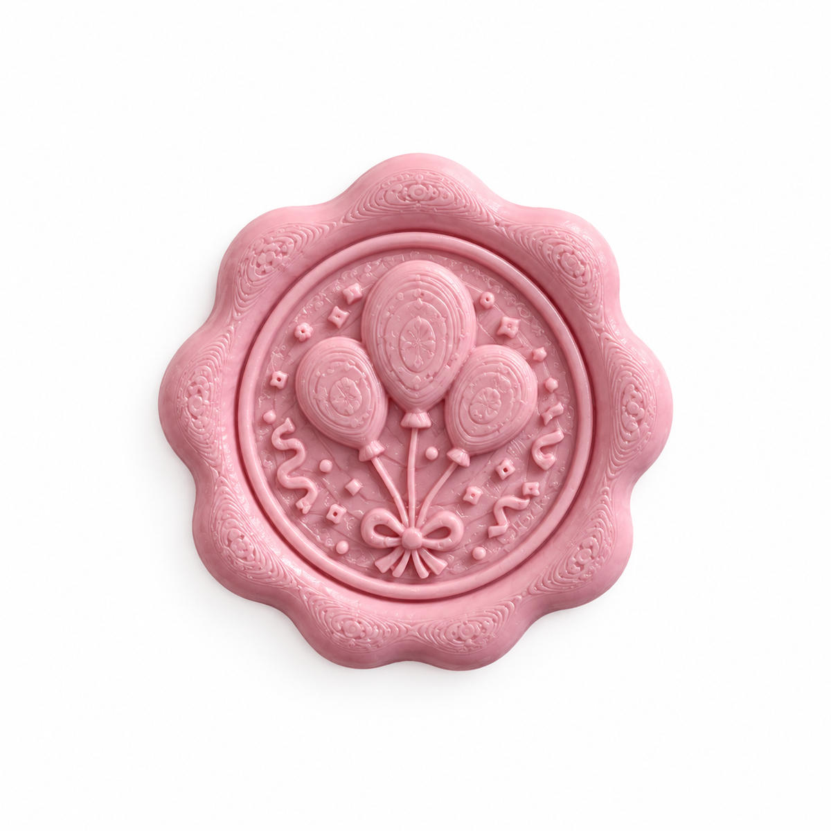 Grand cachet de cire bébé motif ballons rose