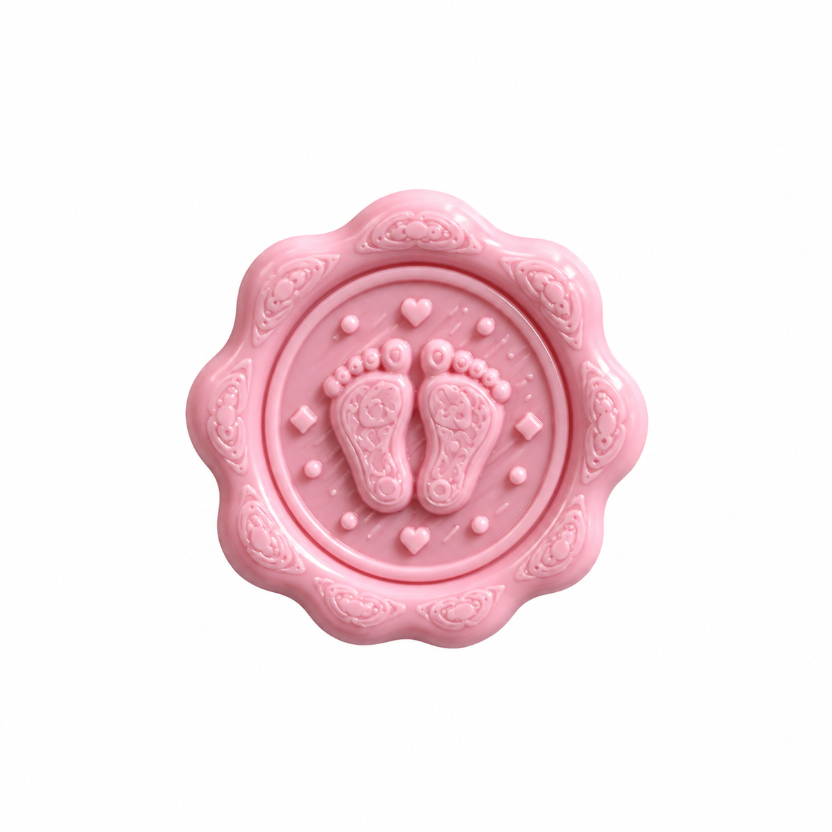 Petit cachet de cire bébé motif pieds rose