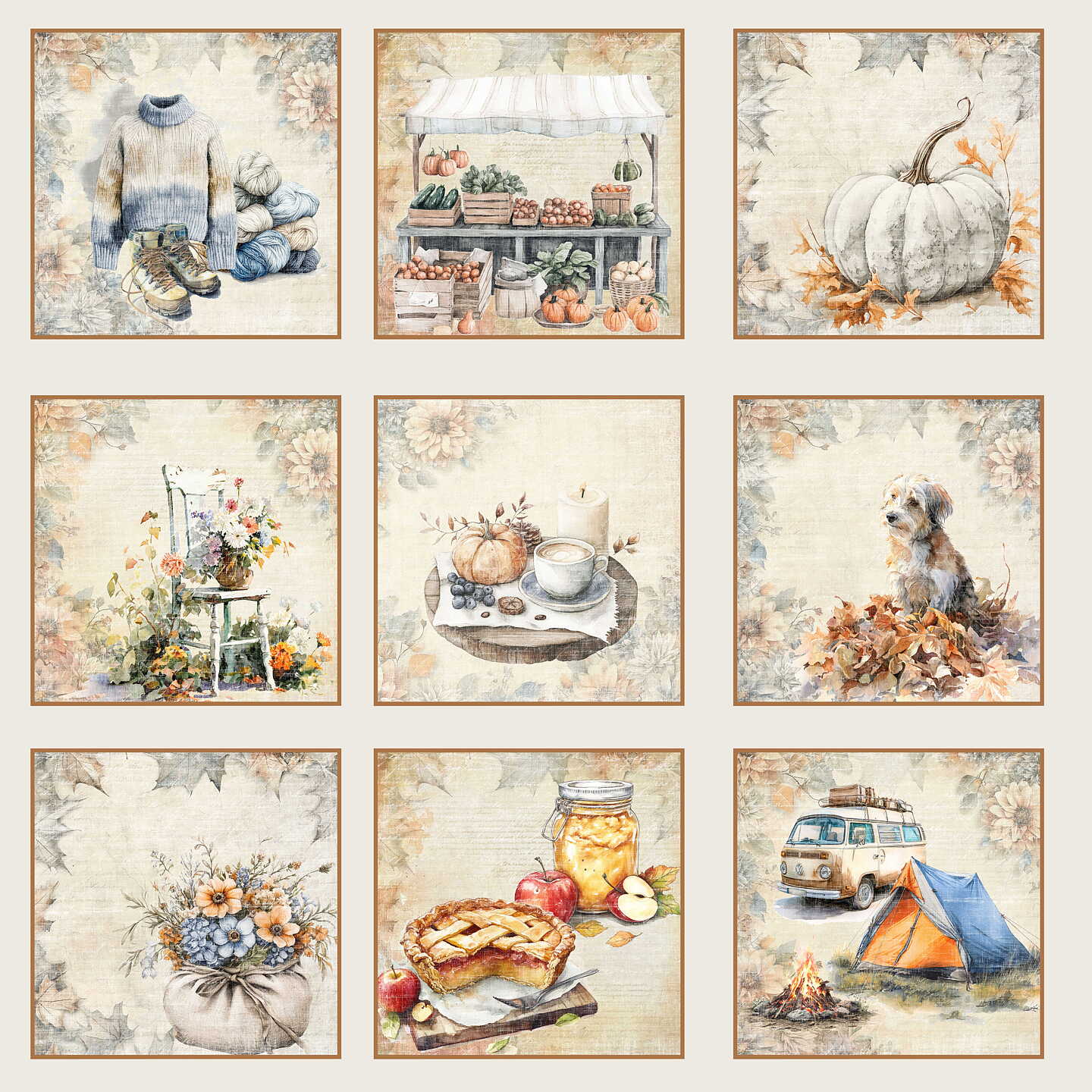 Lot de papiers 20/20 cm Reprint collection Cozy Season