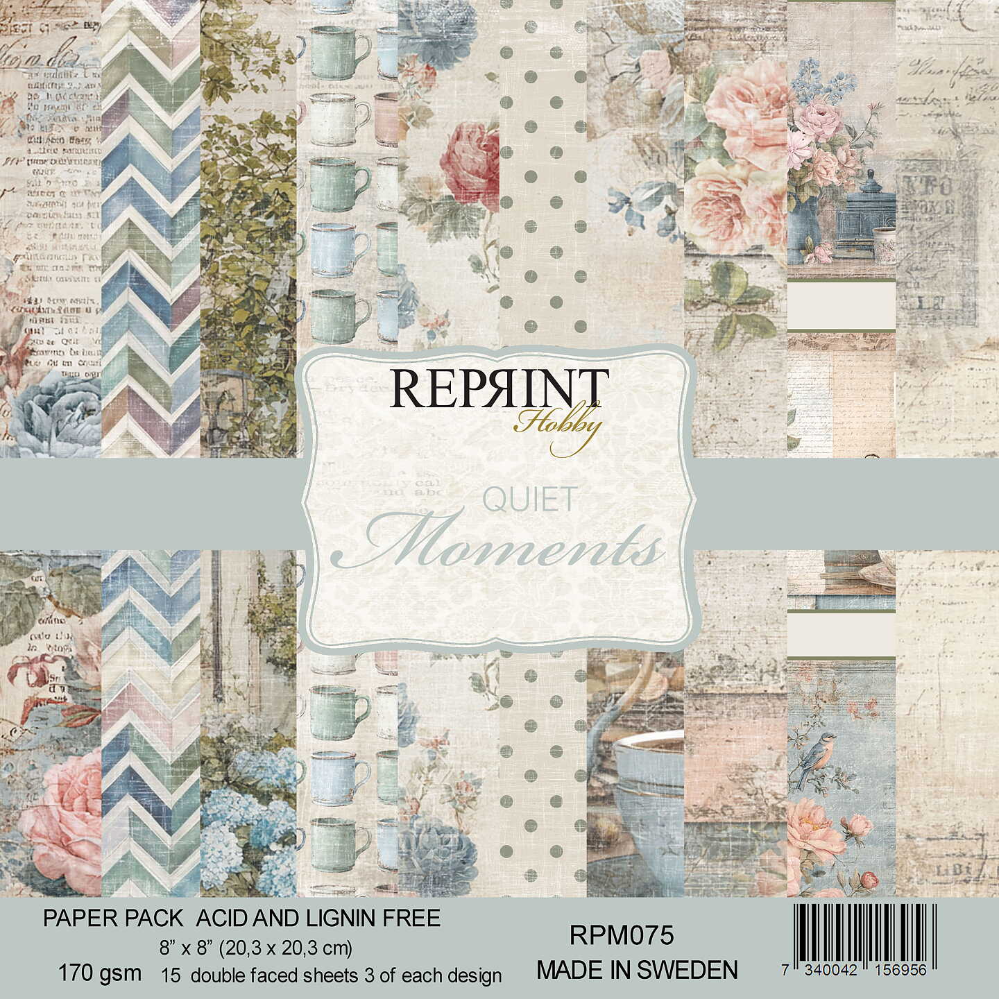 Lot de papiers 20/20 cm Reprint collection Quiet Moments