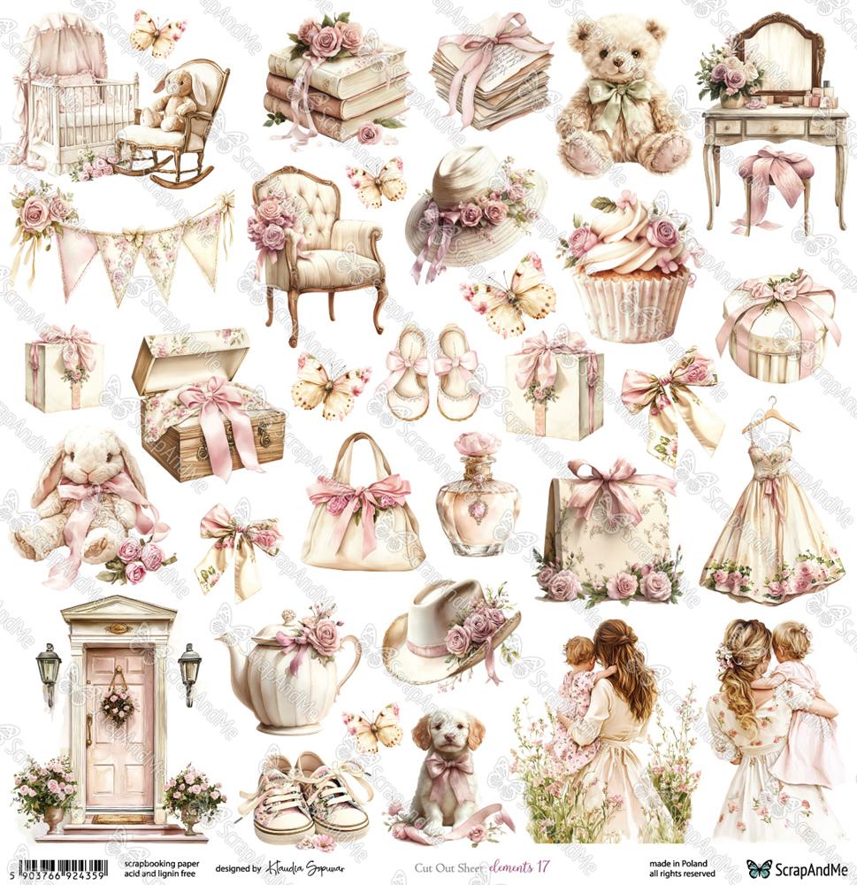 Papier 30/30 cm ScrapAndMe collection Lovely Day in pink