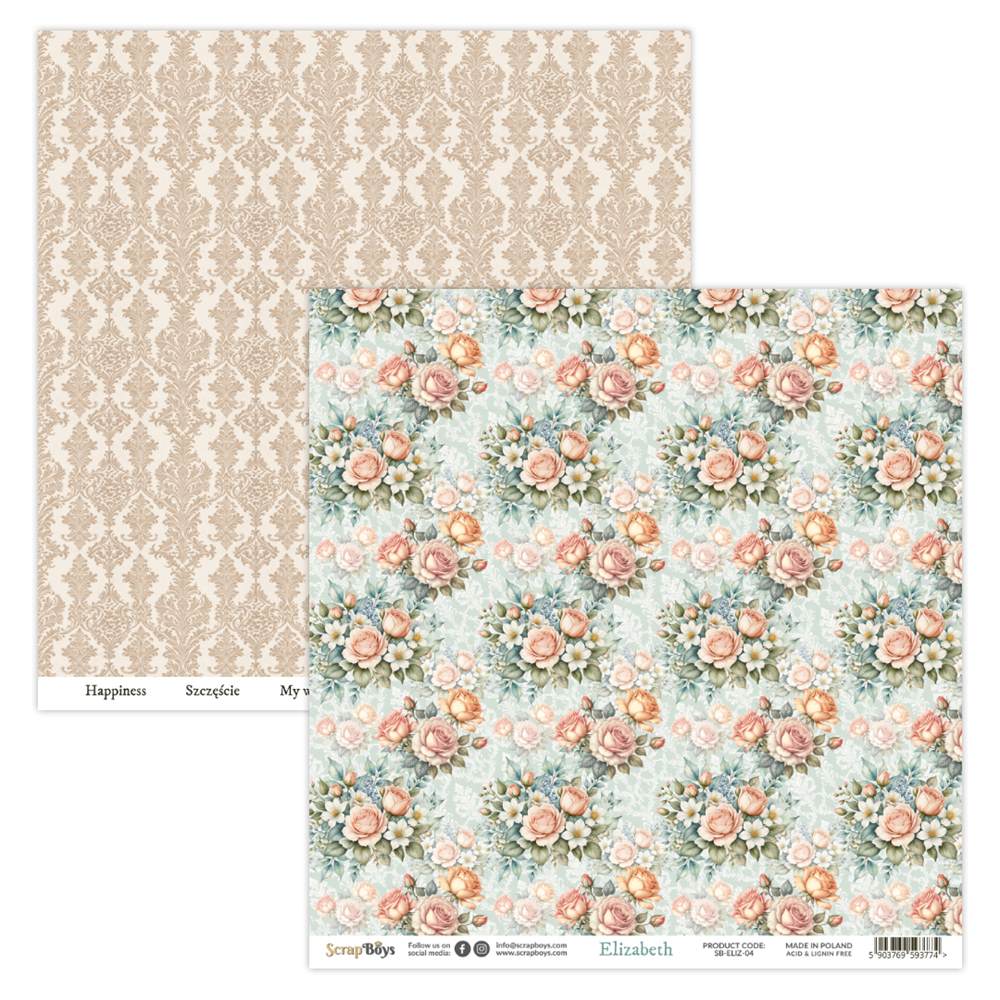Bloc de papiers 15/15 cm ScrapBoys collection Elizabeth