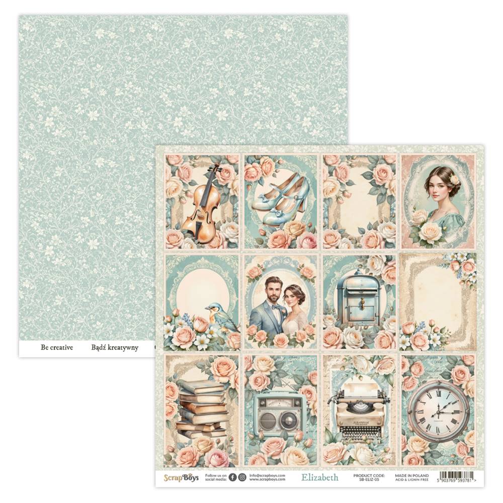 Bloc de papiers 15/15 cm ScrapBoys collection Elizabeth
